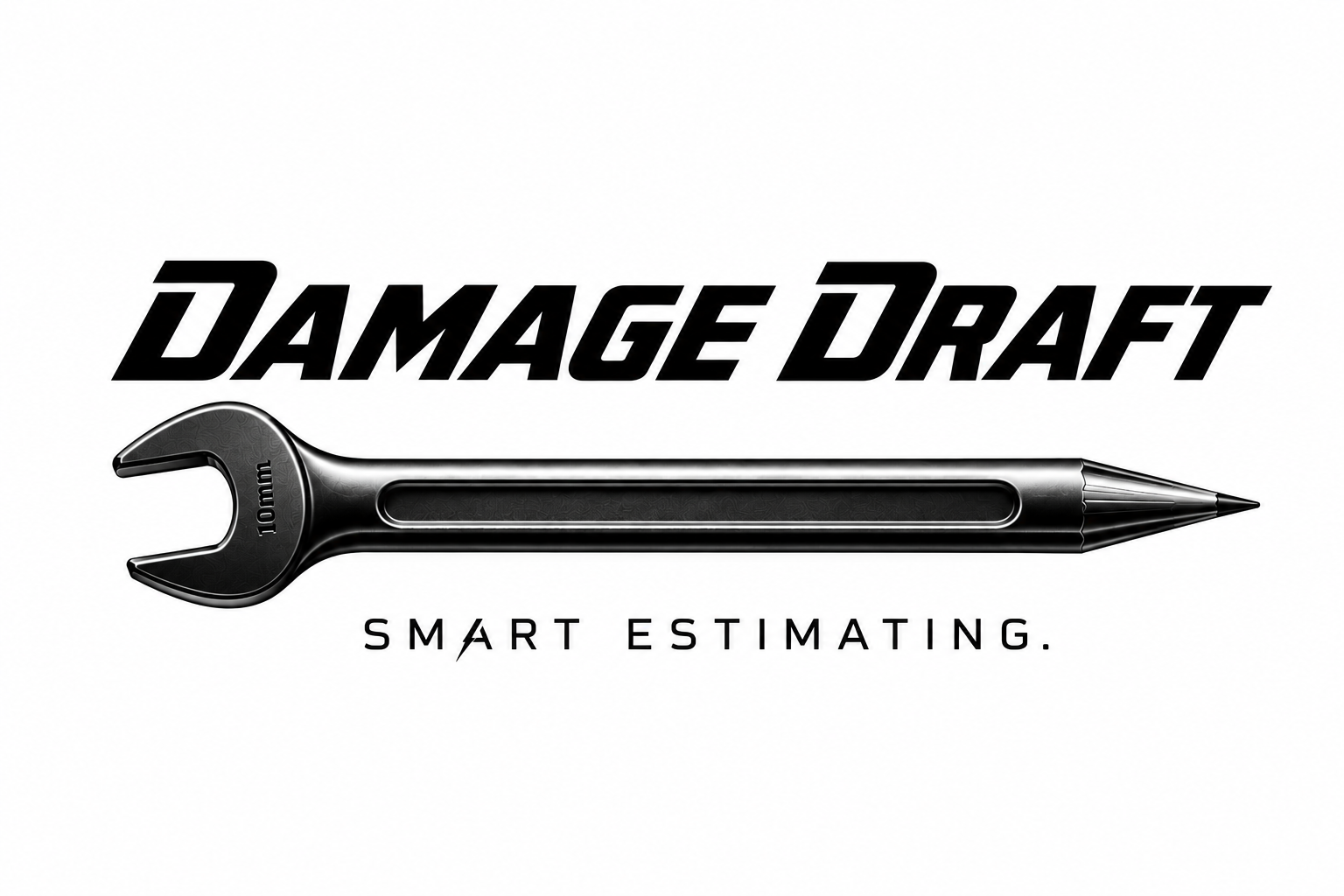 Damage Draft logo: the stylized words "Damage Draft" above a wrench transitioning into a pen, with the tagline "Smart Estimating."